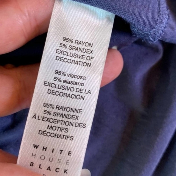 White House Black Market slate blue metallic trim scoop neck top L - Picture 11 of 12